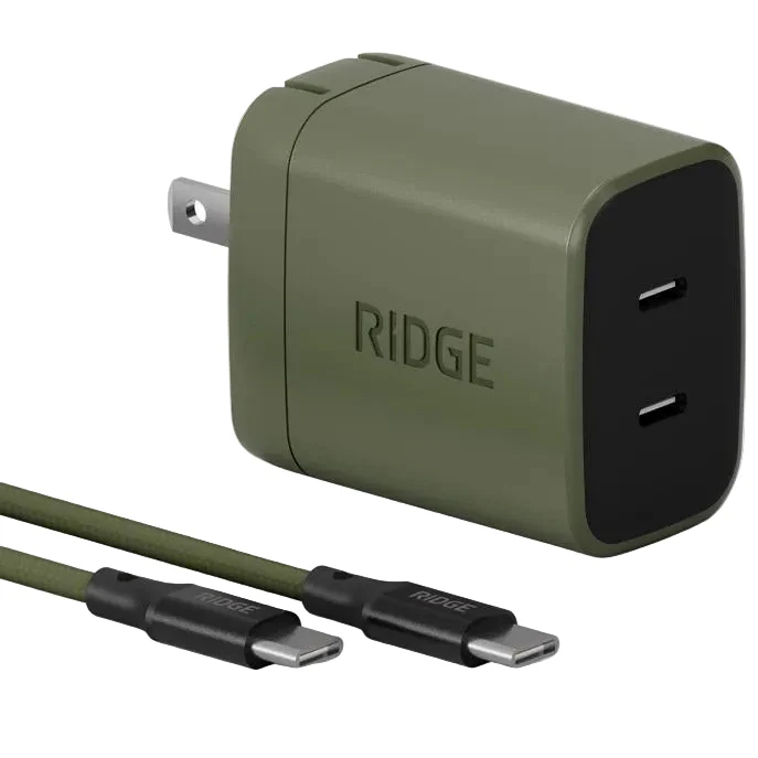 Ridge 2-Port 45W Gallium Nitride USB Power Adapter