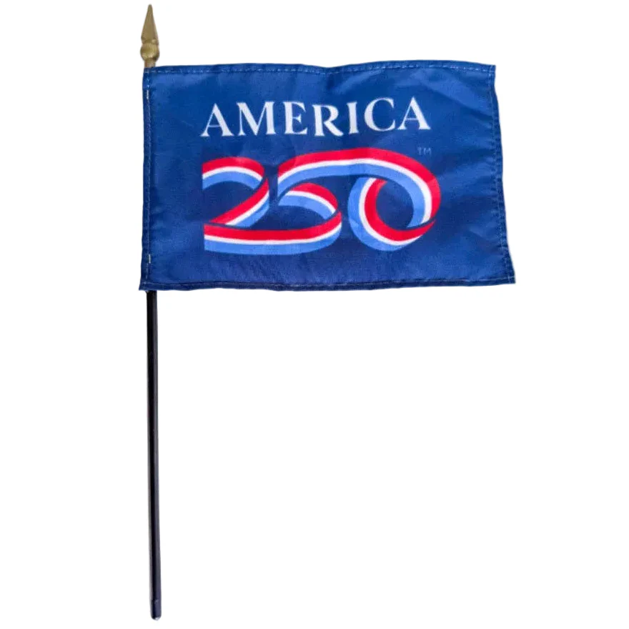 America250 Miniature Stick Flag - 6" x 4"