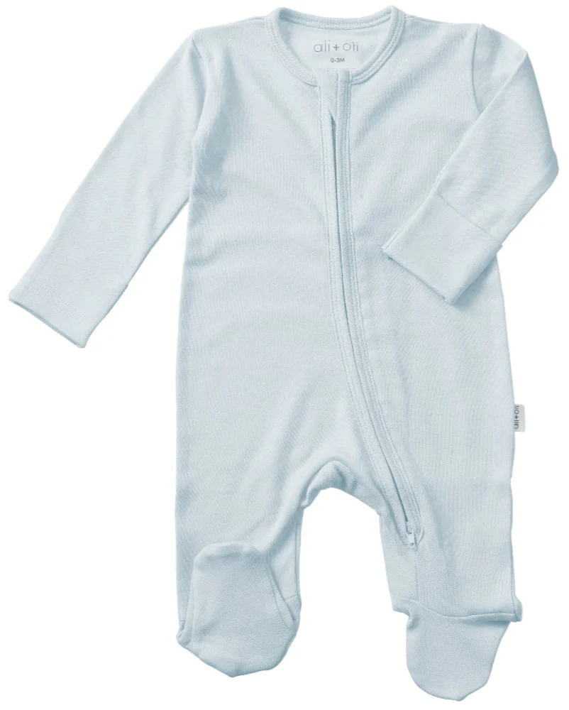 Ali + Oli Cotton 2-Way Zippered Baby Footie