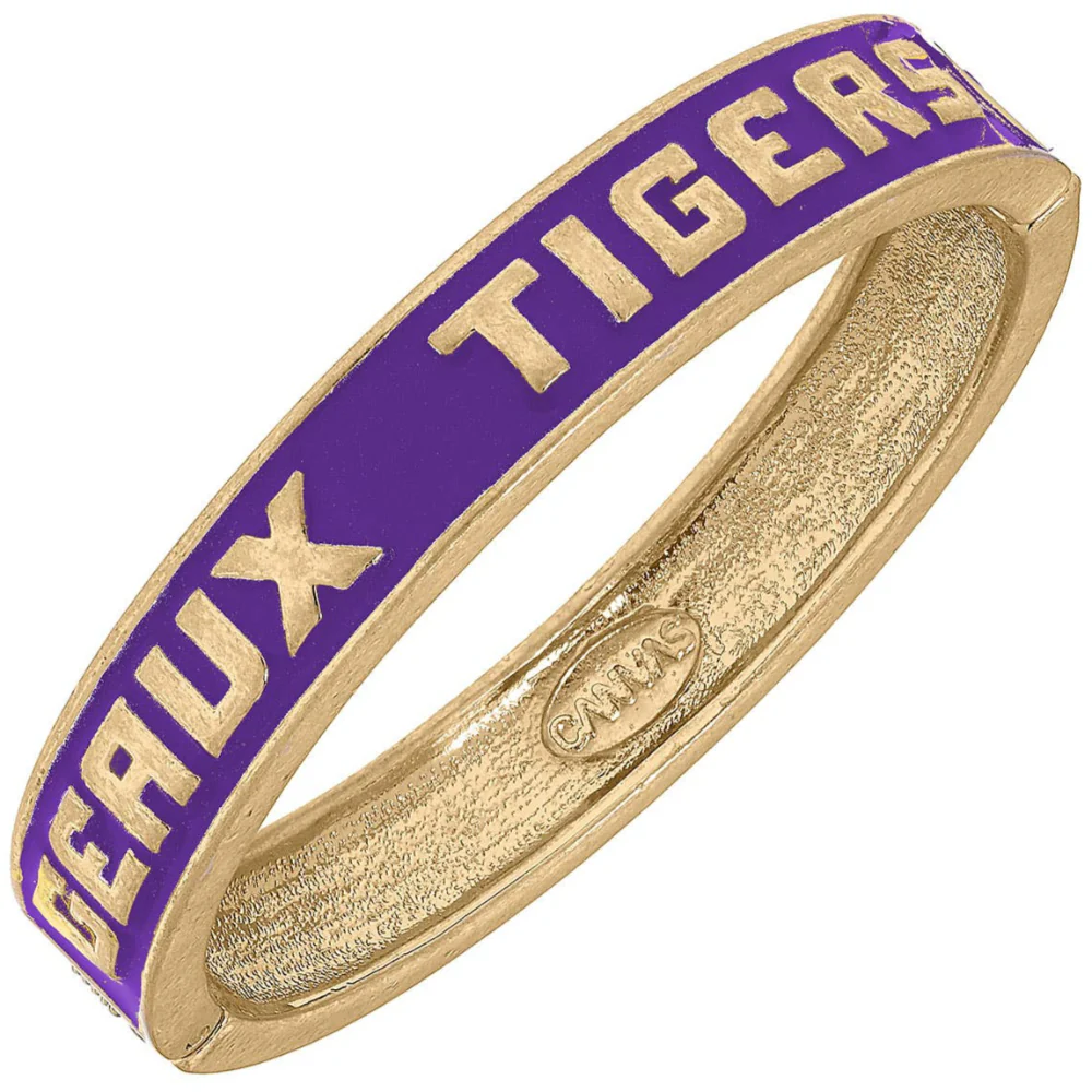 Canvas Style LSU Tigers Embossed Resin Bangle (Purple)
