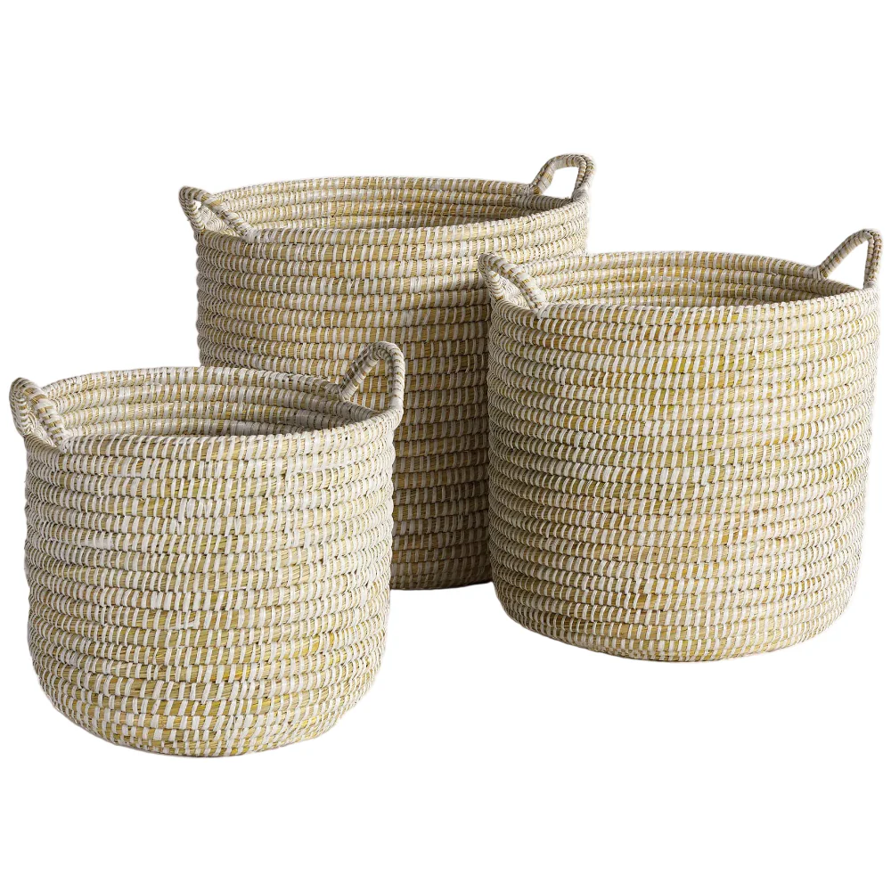 Napa Round Rivergrass Handled Baskets - 13" to 16.5"