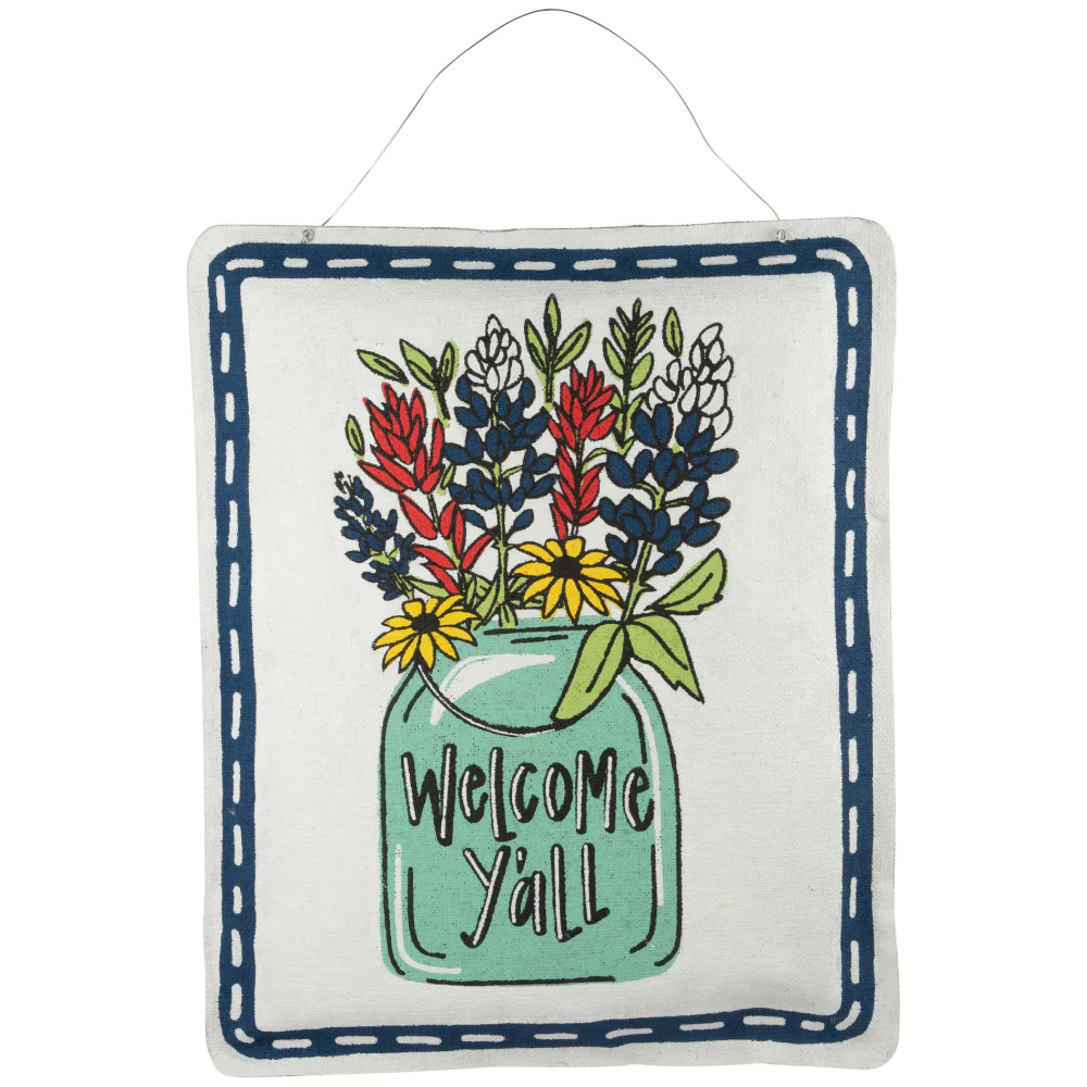 Glory Haus "Welcome Y'all" Texas Wildflowers Burlee - 21.5" x 26"