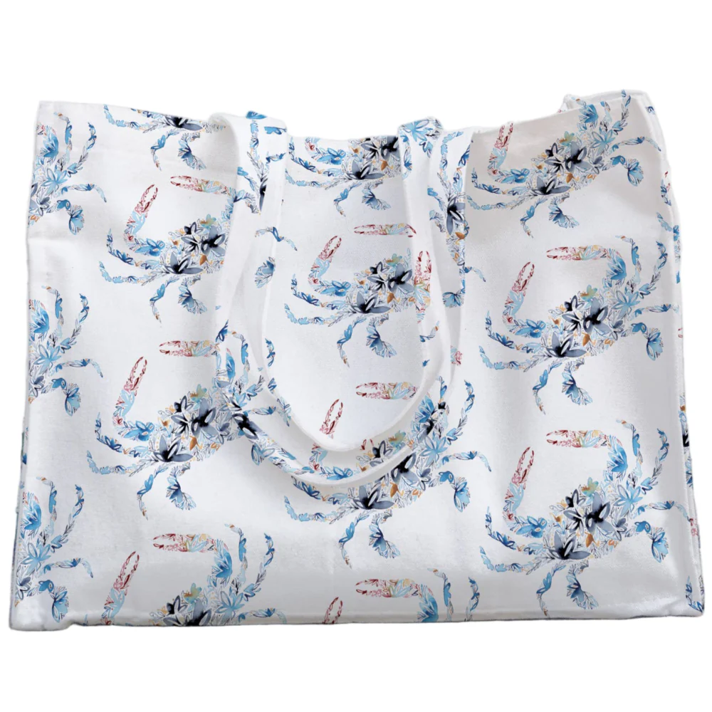 Amanda Klein Blue Crab Canvas Tote Bag - 13" x 16"