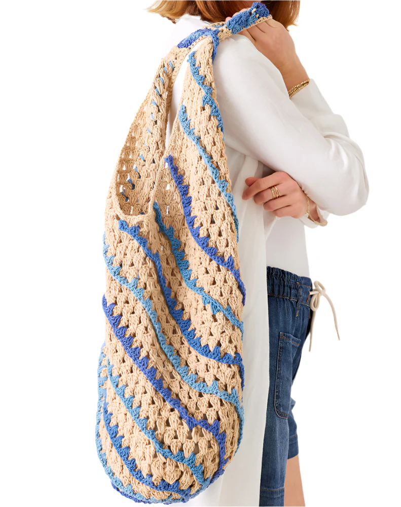 Mersea Carly Crocheted Striped Boho Bag