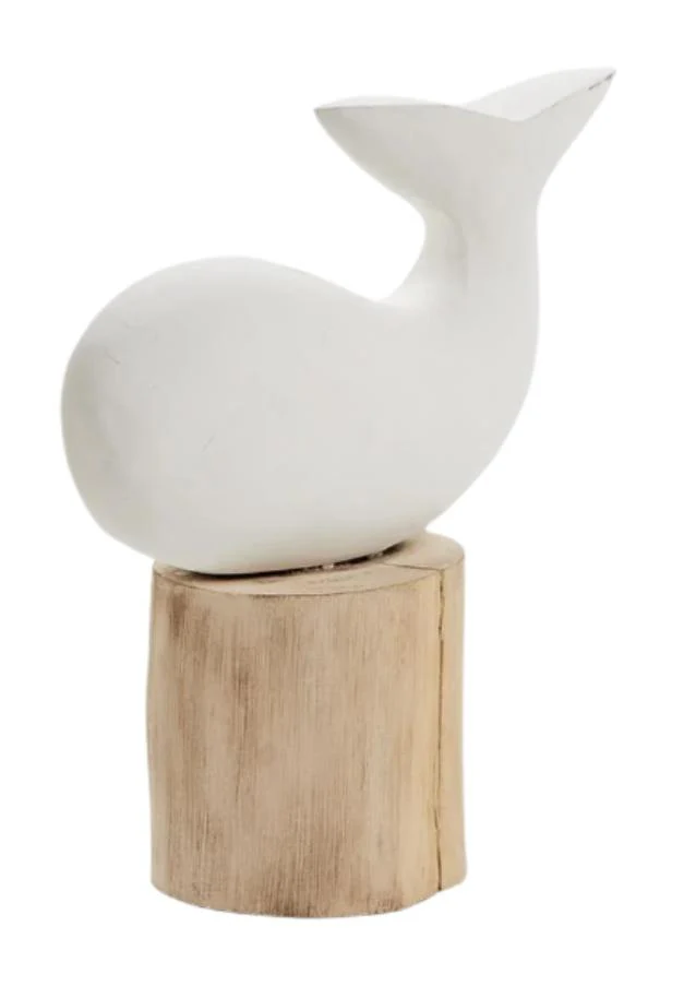 Whale on Dock Post Carved Mango Wood Figure - Image 2