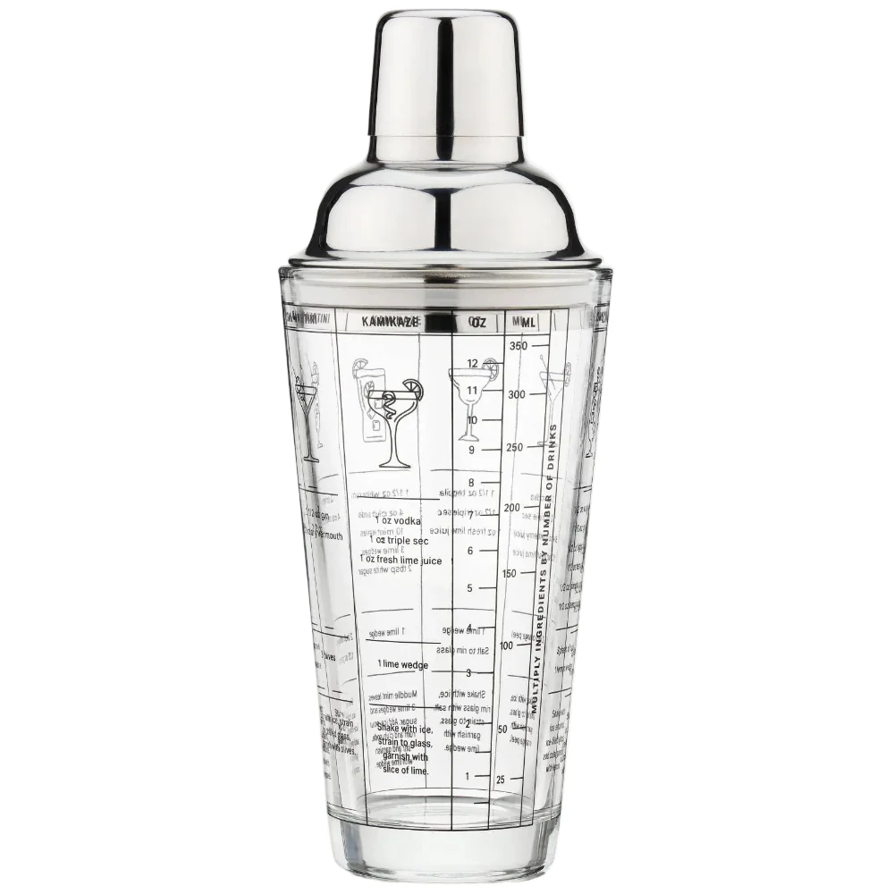 TRUE Glass Cocktail Shaker w/ Stainless Steel Pouring Lid