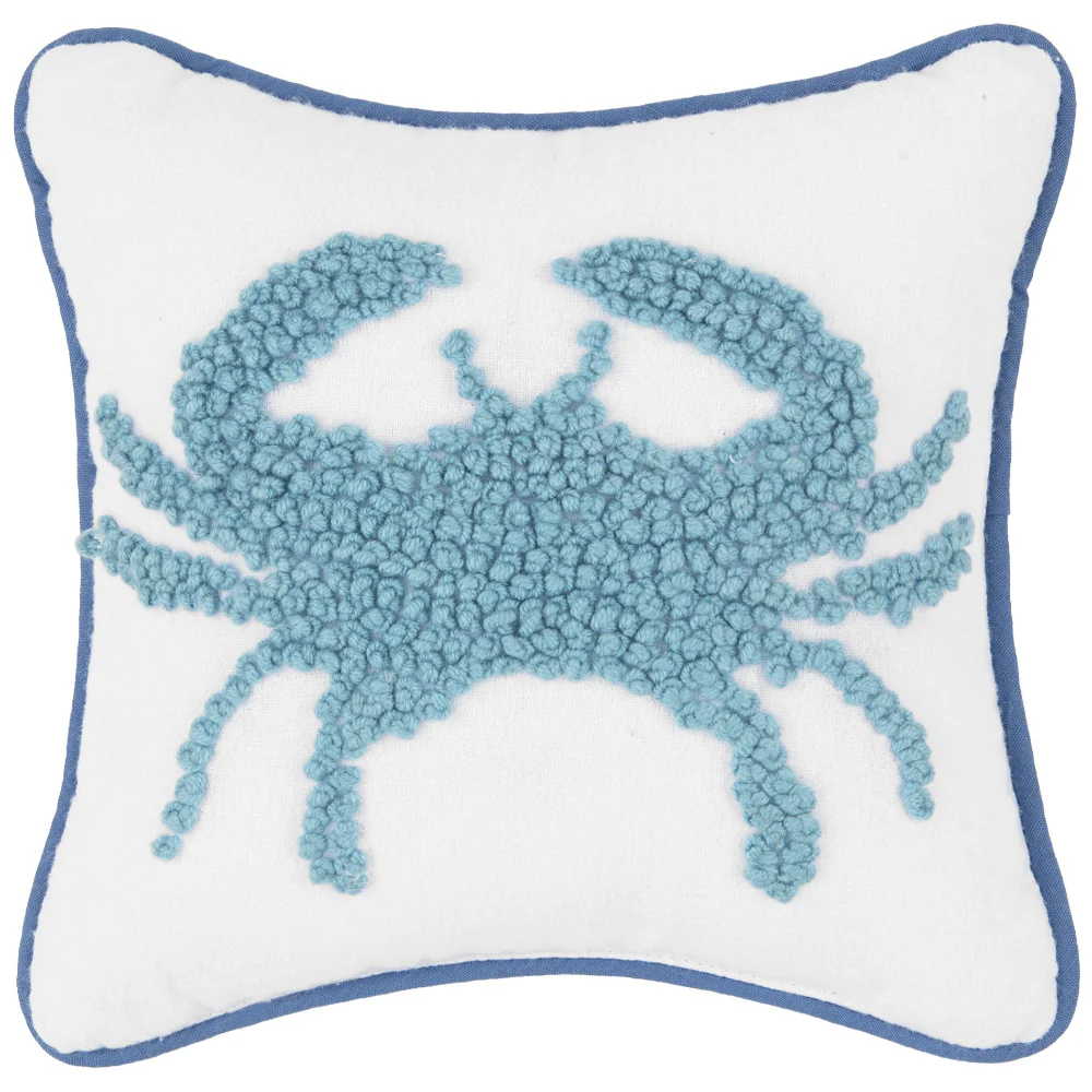 French Knot Coastal Crab Throw Pillow - 8" x 8"