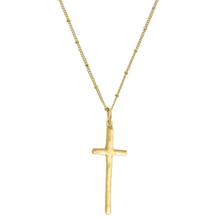Susan Shaw Gold Dainty Tall Cross Necklace