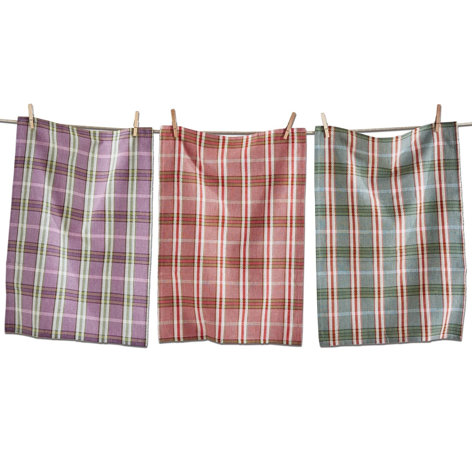 Sierra Plaid Style Cotton Dishtowels - 3 pc.
