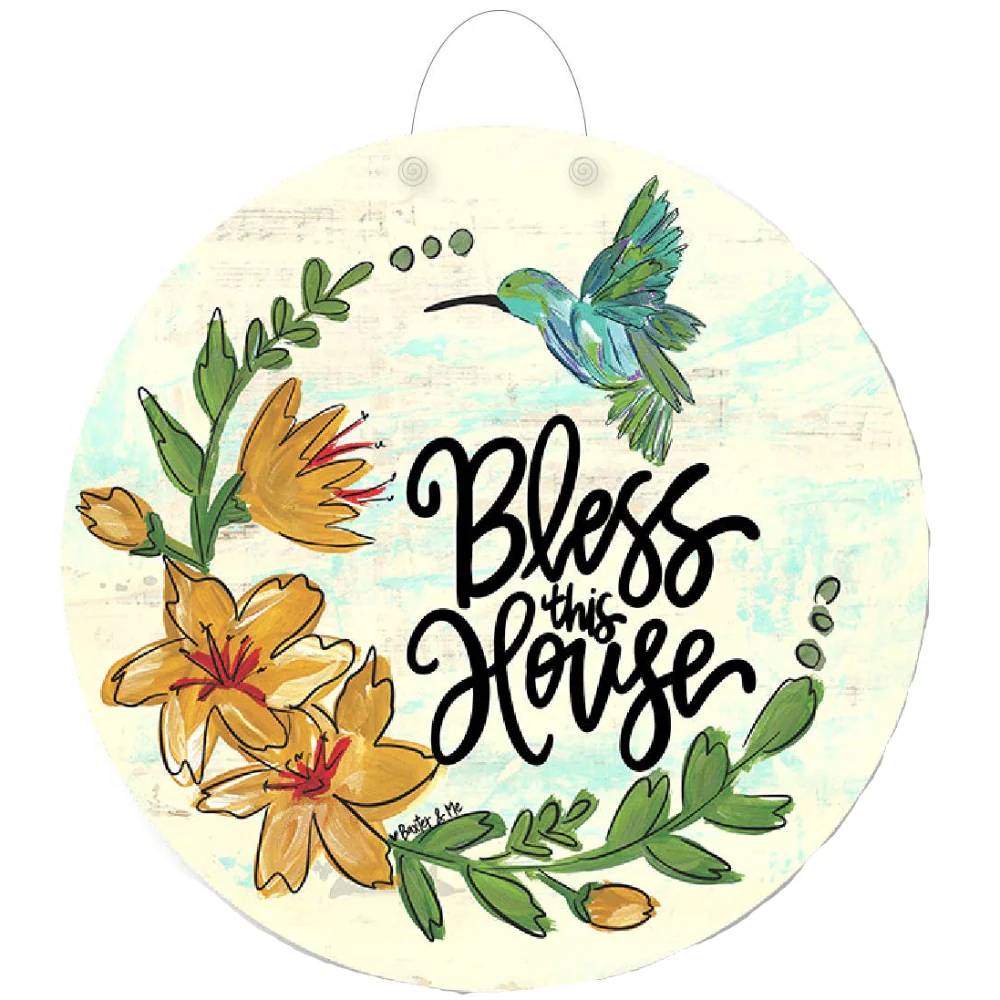 Baxter & Me "Bless This House" Hummingbird Door Hanger - 23"