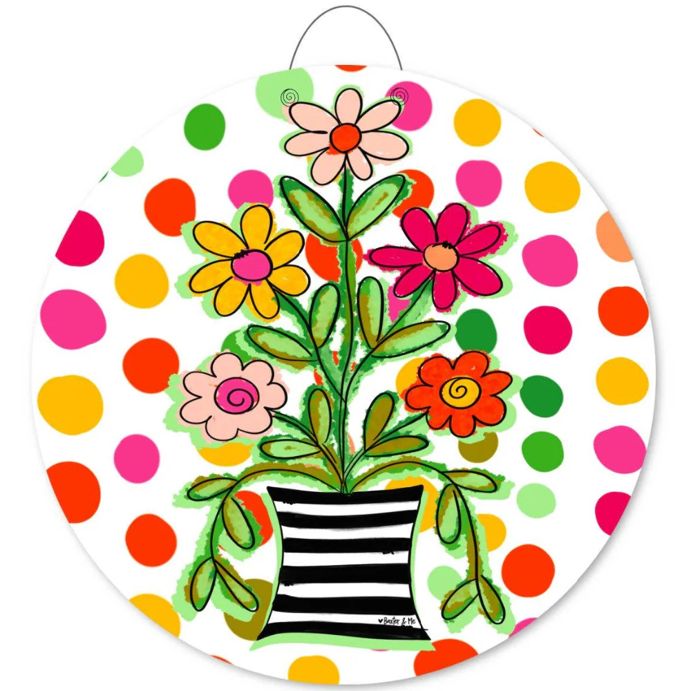Baxter & Me Floral Polka Dots Door Hanger - 23"