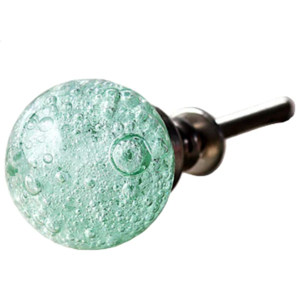 Knobco Sea Green Crystalline Bubble Glass Knob - 1"