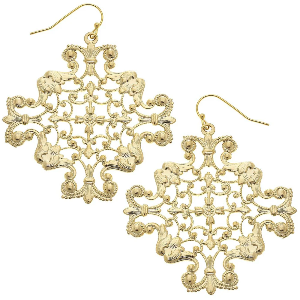 Susan Shaw Gold Filigree Earrings