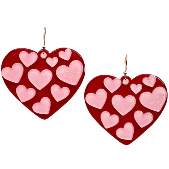 Posh Jewelry Co. Acrylic Valentine's Heart Earrings