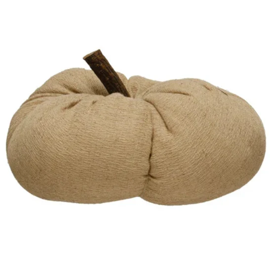 Soft Decorative Fabric Pumpkin w/ Wood Stem