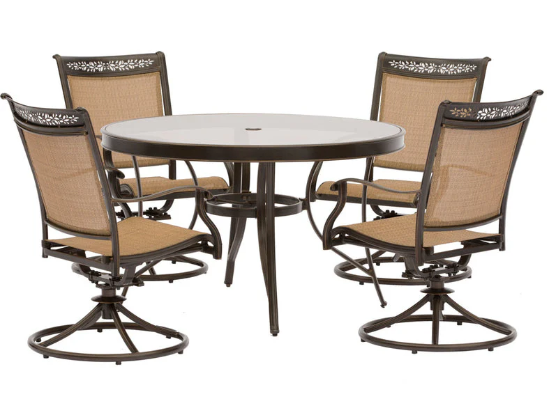 Hanover Fontana Aluminum Classic Dining Set (Brown) - 5 pc.