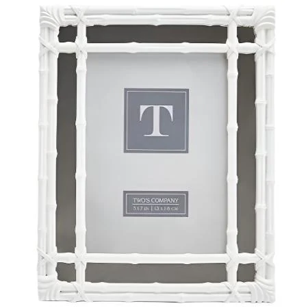 Glossy White Faux Bamboo Mirrored Photo Frame - 5" x 7"