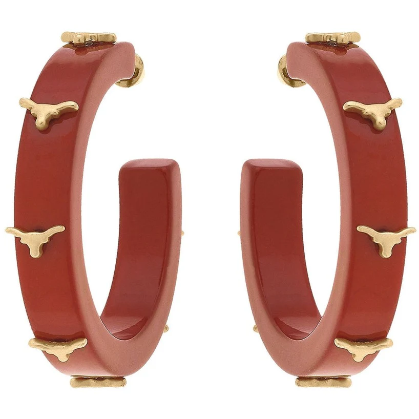 Texas Longhorns Resin Logo Hoop Earrings