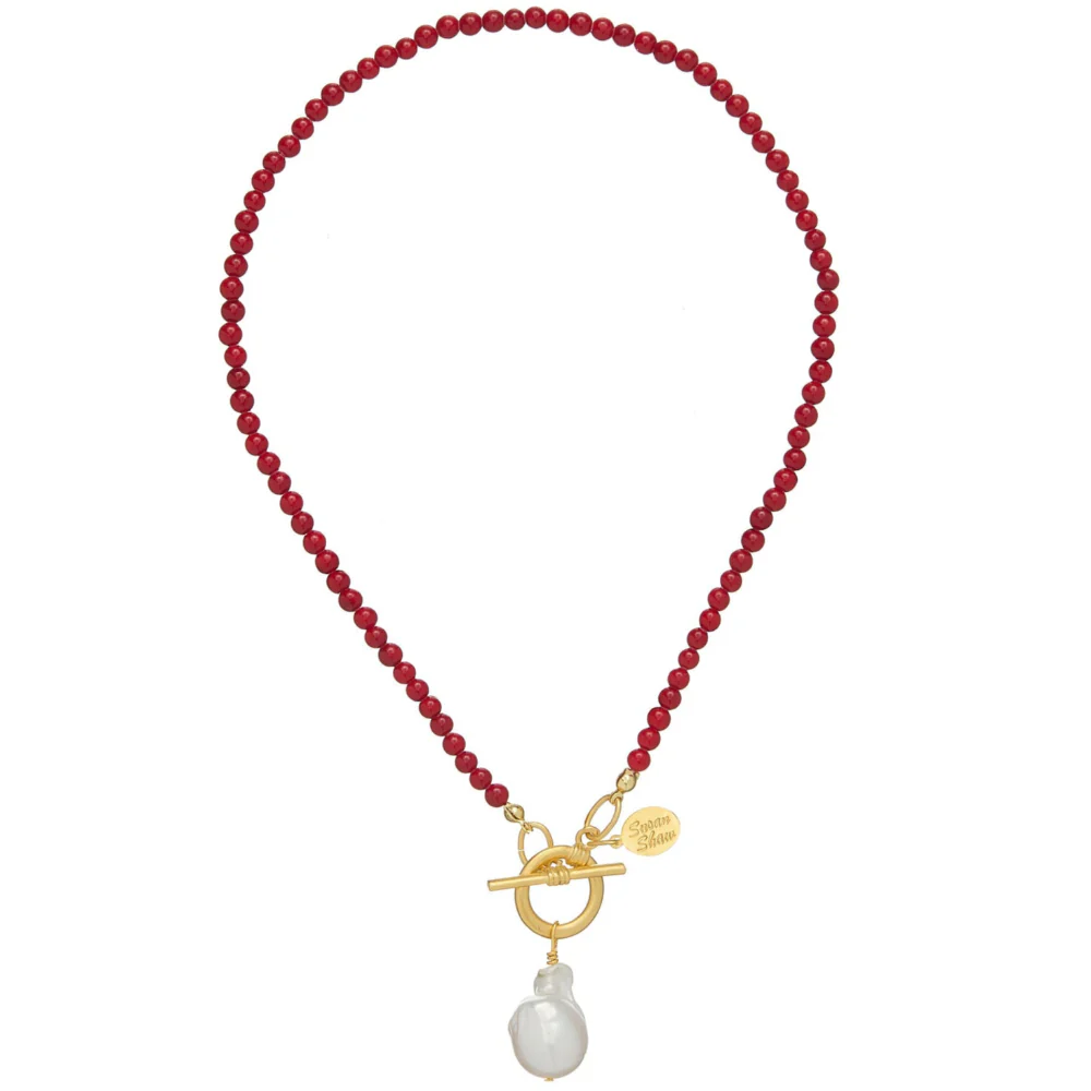 Susan Shaw Katie Gold Beaded & Pearl Necklace