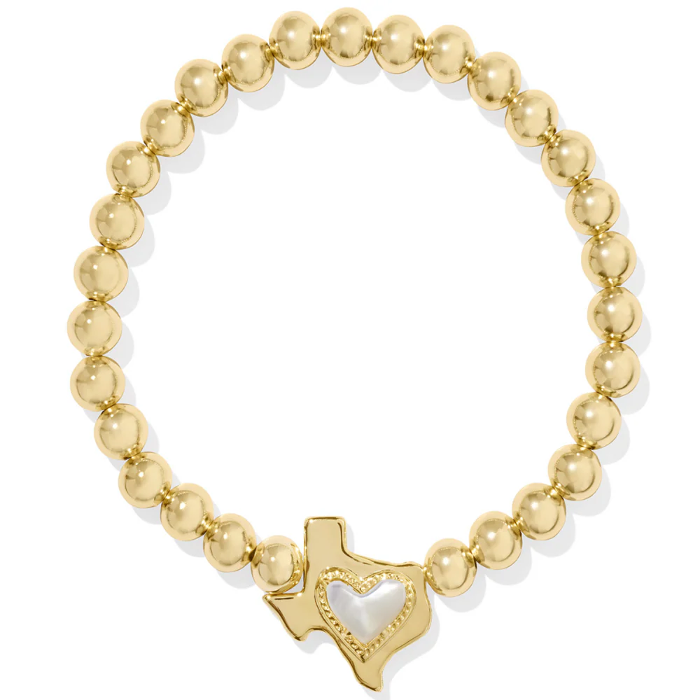 Kendra Scott Art Heart Gold Texas Pendant Stretch Bracelet