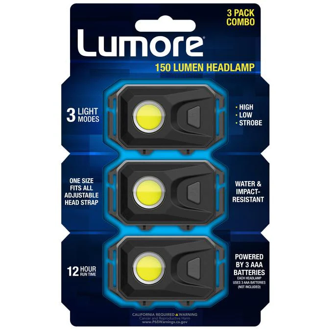 Lumore 150 Lumen LED Headlamp - 3 pc.