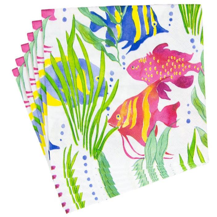 Caspari Wanda Fish Paper Napkins - Image 2