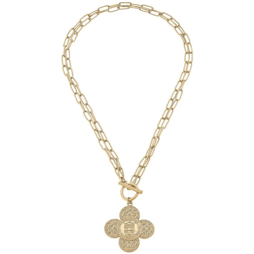 French Quatrefoil T-Bar 2-in-1 Necklace