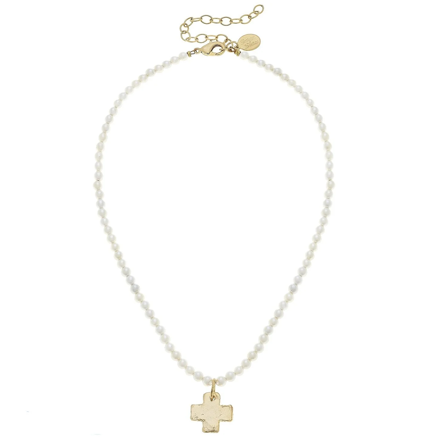 Susan Shaw Beaded Gold/Silver Cross Necklace - Image 2