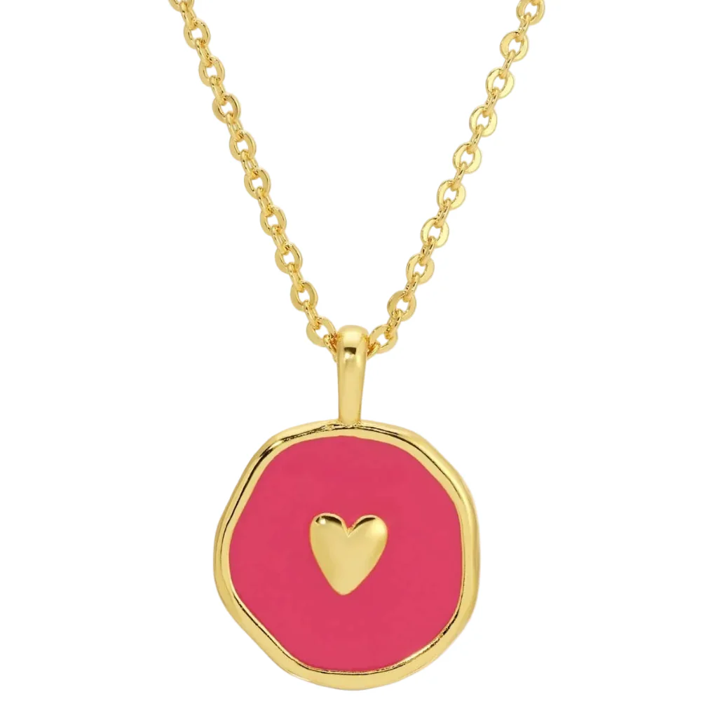 Splendid Iris Gold Minimal Heart Enameled Pendant Necklace
