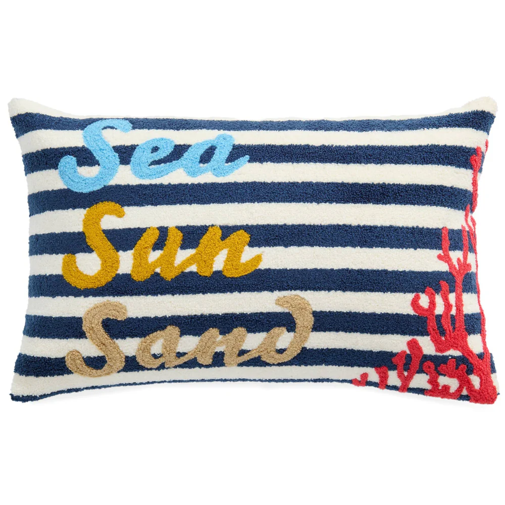Shiraleah "Sea, Sun, Sand" Cotton Lumbar Pillow - 12" x 18"