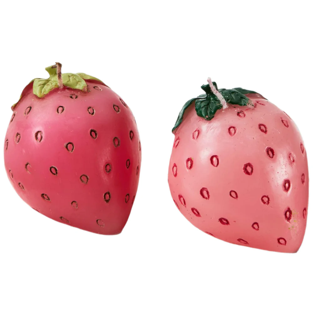 Strawberry-Shaped Paraffin Wax Candles - 2 pc.