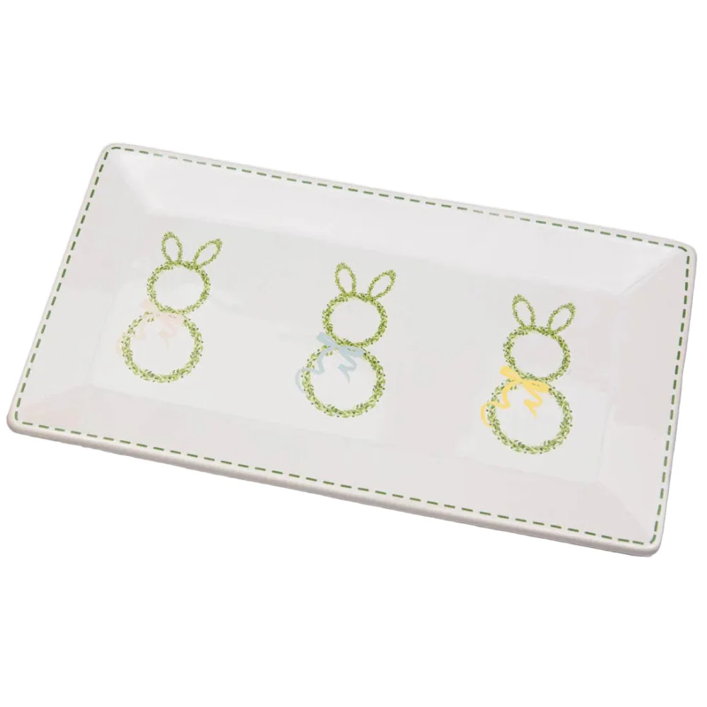 Royal Standard Ceramic Boxwood Bunny Platter - 6.5" x 12"