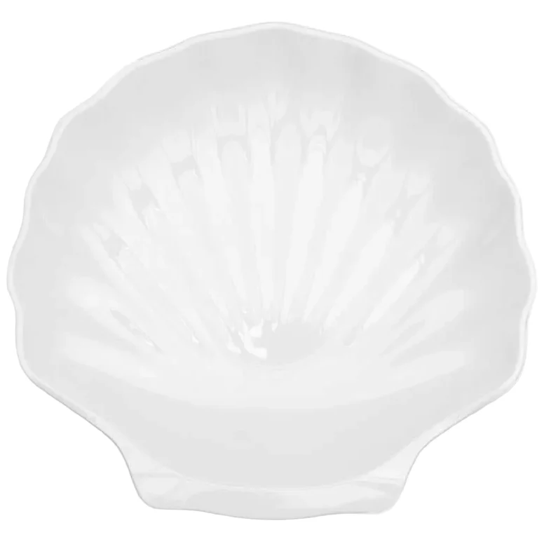Q Squared White Melamine Shell-Shaped Platter - 16"