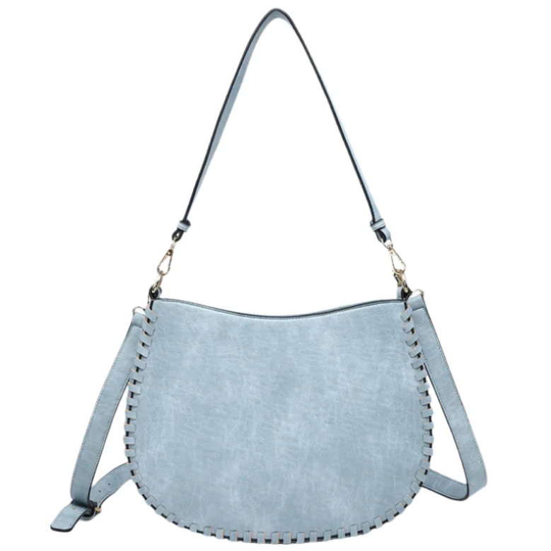 Jen & Co. Raquel Whipstich Vegan Leather Crossbody Saddle Bag