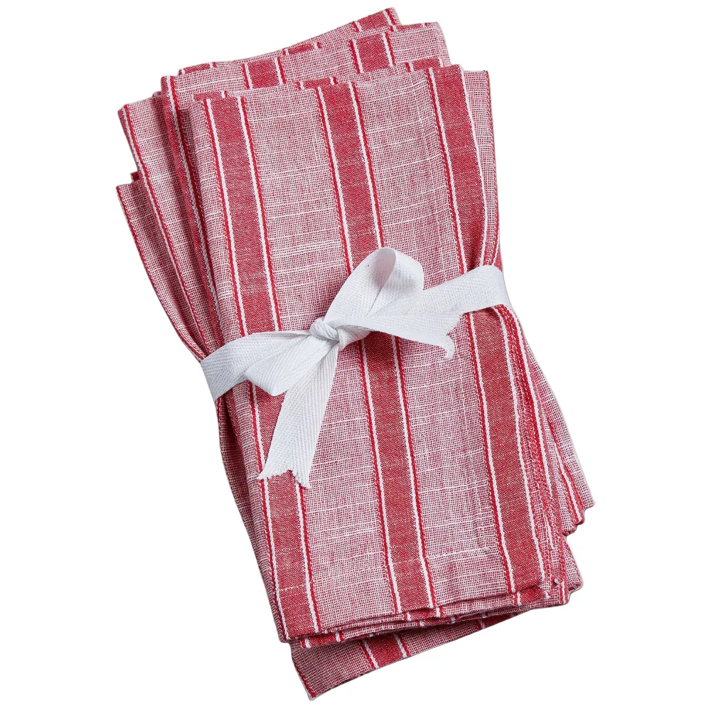 TAG Red & White Striped Cotton Slub Napkins - 4 pc.