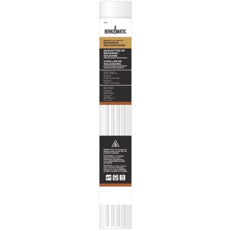 Bernzomatic 0.2" x 12" Bronze Brazing/Welding Rods - 4 pc.