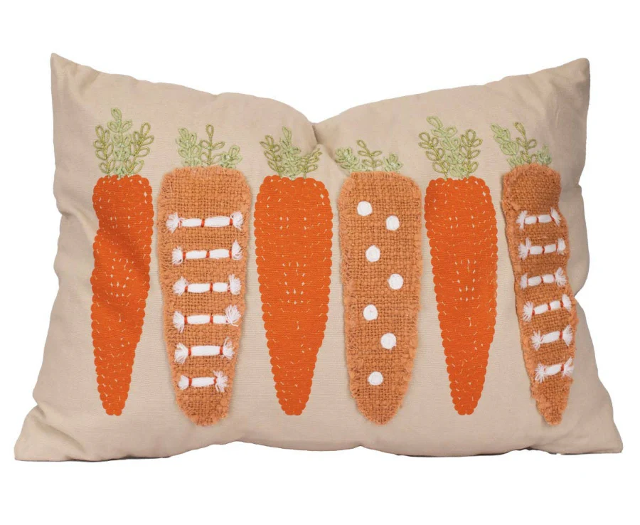 Royal Standard Chantenay Applique Carrot Pillow - 14" x 20"
