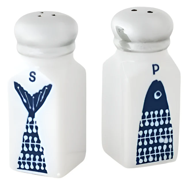 Porcelain "Heads or Tails" Fish Salt & Pepper Shakers