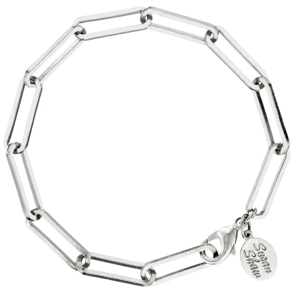 Susan Shaw Silver Paperclip Bracelet (Large Links)