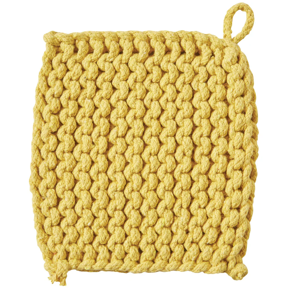 Crocheted Cotton Trivet Potholder (Yellow)