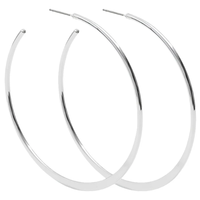 Large Delicate Plated Brass Hoop Earrings - Image 2