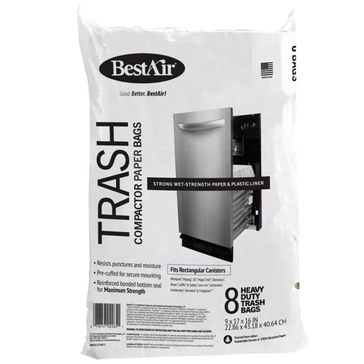 BestAir 10-Gallon Flat Top Trash Compactor Bags - 8 pc.
