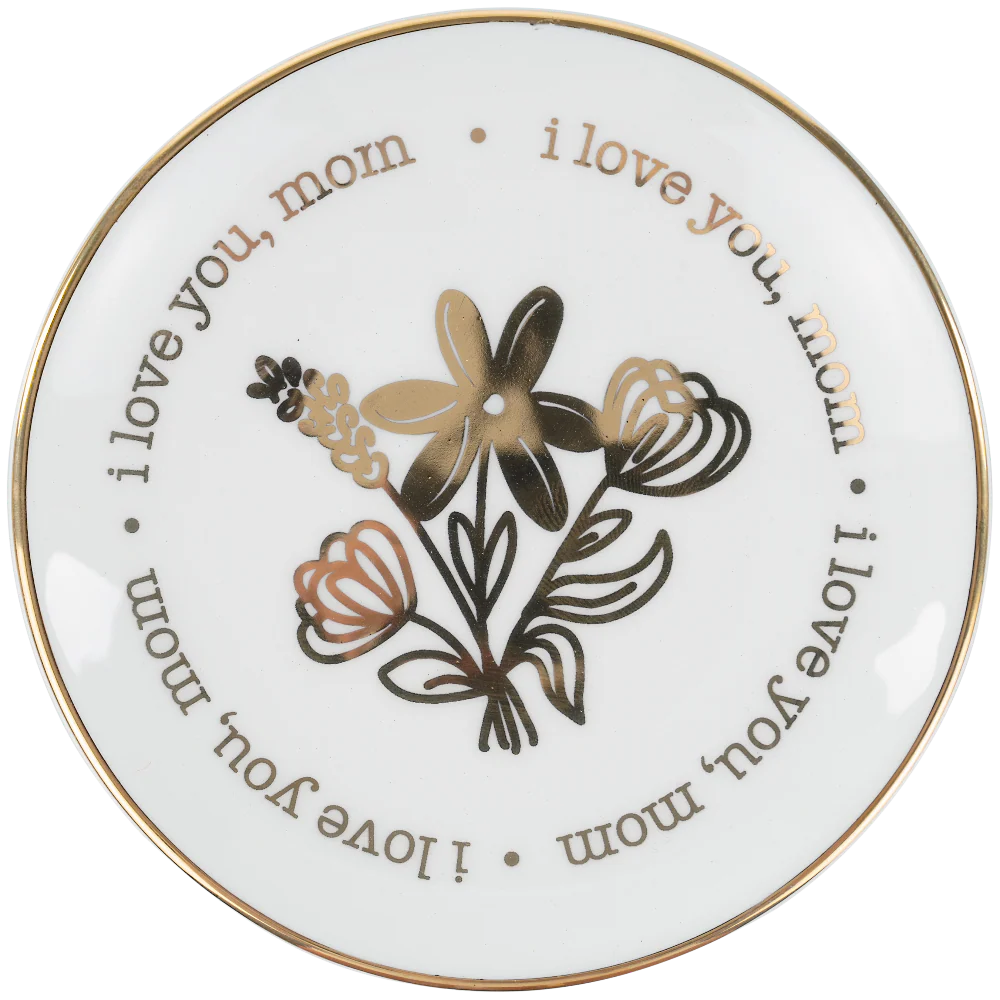 Glory Haus "Love You, Mom" Gold-Rimmed Trinket Tray - 4.5"