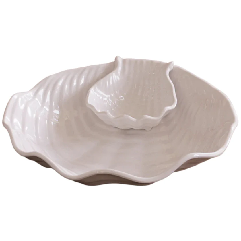Beatriz Ball Vida Ocean Melamine Chip & Dip Shell Bowl Set - 2 pc.