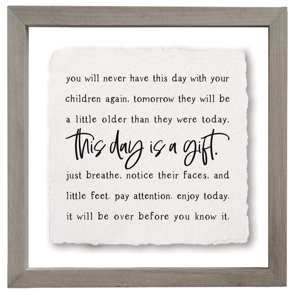 Sincere Surroundings "This Day is a Gift" Wooden Inspirational Sign - 10" x 10"