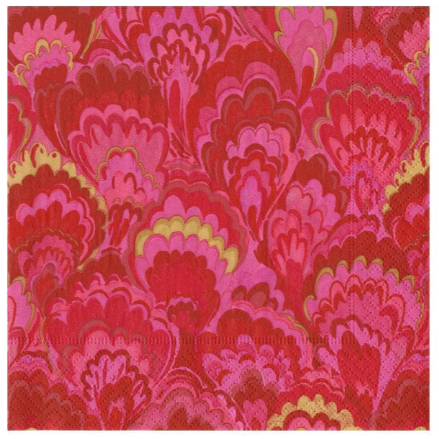 Caspari Marbled Ceramica Red Paper Napkins