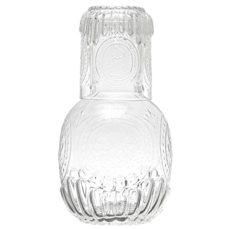 Embossed Glass Carafe w/ Drinking Glass - 28 oz.