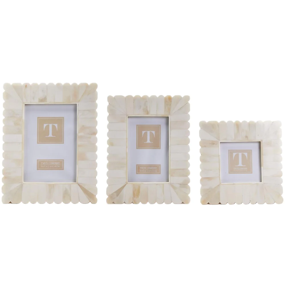 Natural-Toned Scalloped Bone Photo Frame
